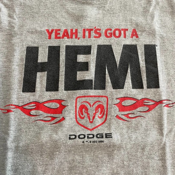 Vintage Y2K Dodge Hemi Flame Graphic Tee Shirt T-Shirt Gray Mens Large - Picture 2 of 13